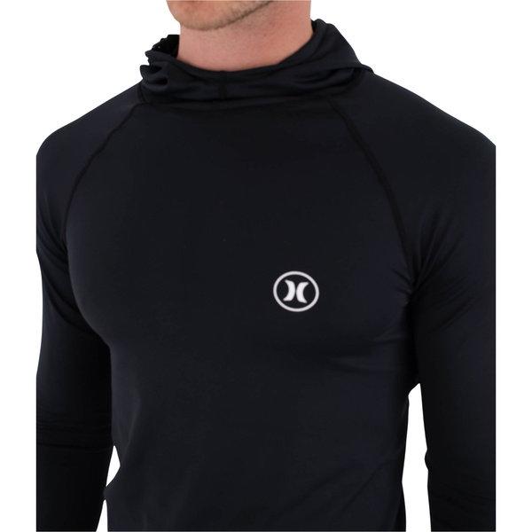 2026 Hurley Mens Slim Fit Icon Hooded Long Sleeve Rash Vest MLEU00001 - Black